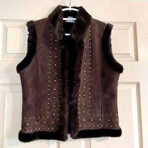 Brown Suede Vest with Studded Details